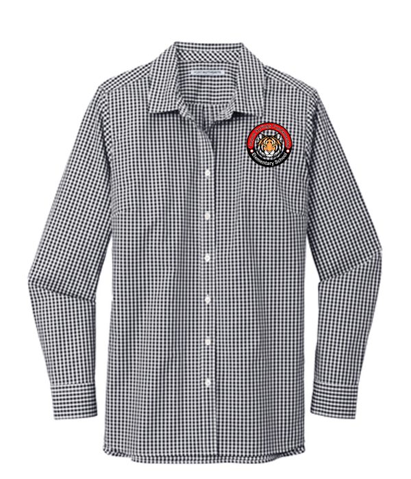 Ladies Broadcloth Gingham Easy Care Shirt