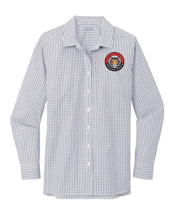 Ladies Broadcloth Gingham Easy Care Shirt